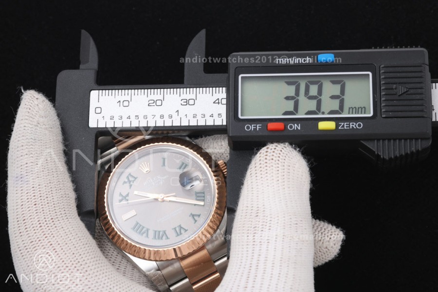 DateJust 41 126331 SS/RG VSF 1:1 Best Edition Gray Dial Green Roman on Oyster Bracelet VS3235 V2s