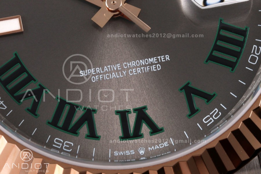 DateJust 41 126331 SS/RG VSF 1:1 Best Edition Gray Dial Green Roman on Oyster Bracelet VS3235 V2s