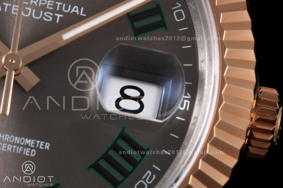DateJust 41 126331 SS/RG VSF 1:1 Best Edition Gray Dial Green Roman on Oyster Bracelet VS3235 V2s