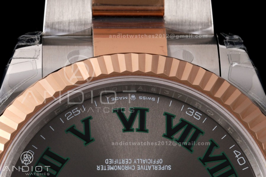 DateJust 41 126331 SS/RG VSF 1:1 Best Edition Gray Dial Green Roman on Oyster Bracelet VS3235 V2s