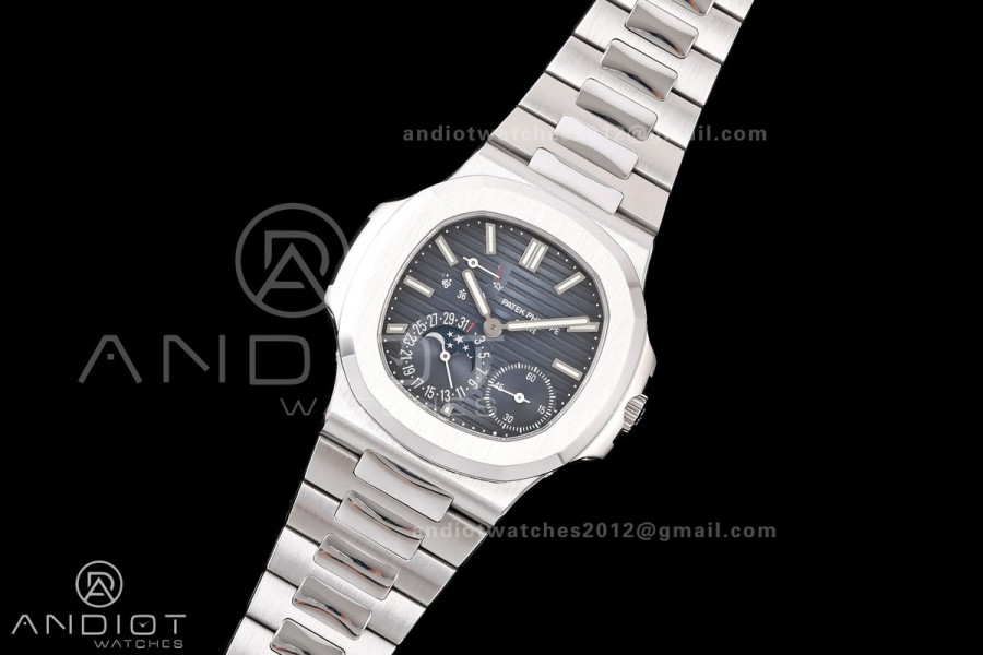 Nautilus 5712-1A 001 Free Sprung SS Umi 1:1 Best Edition Blue Dial on SS Bracelet PPF240 (Free tool) 