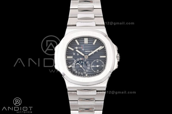 Nautilus 5712-1A 001 Free Sprung SS Umi 1:1 Best Edition Blue Dial on SS Bracelet PPF240 (Free tool) 
