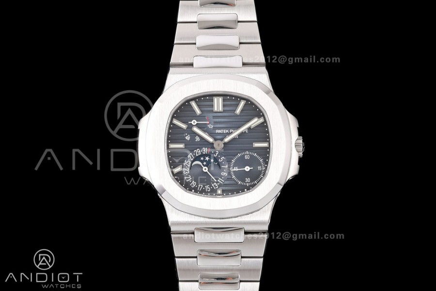 Nautilus 5712-1A 001 Free Sprung SS Umi 1:1 Best Edition Blue Dial on SS Bracelet PPF240 (Free tool) 