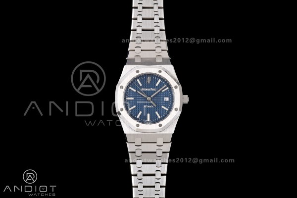 Royal Oak 39mm 15300 SS ZF 1:1 Best Edition Blue Textured Dial on SS Bracelet SA3120 Super Clone