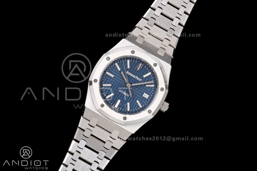 Royal Oak 39mm 15300 SS ZF 1:1 Best Edition Blue Textured Dial on SS Bracelet SA3120 Super Clone