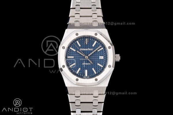 Royal Oak 39mm 15300 SS ZF 1:1 Best Edition Blue Textured Dial on SS Bracelet SA3120 Super Clone