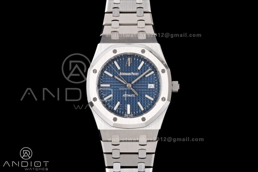 Royal Oak 39mm 15300 SS ZF 1:1 Best Edition Blue Textured Dial on SS Bracelet SA3120 Super Clone
