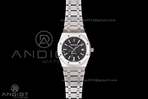 Royal Oak 39mm 15300 SS ZF 1:1 Best Edition Black Textured Dial on SS Bracelet SA3120 Super Clone