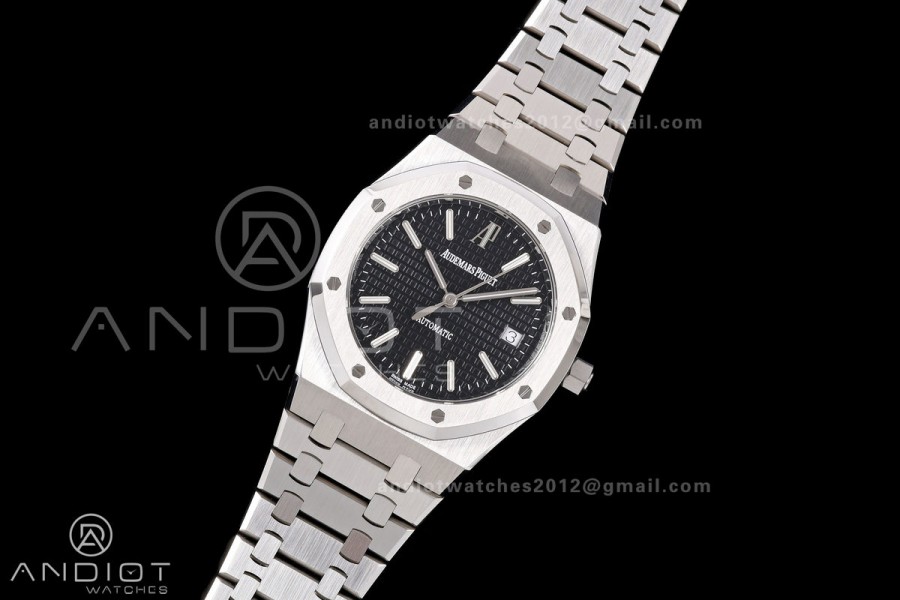 Royal Oak 39mm 15300 SS ZF 1:1 Best Edition Black Textured Dial on SS Bracelet SA3120 Super Clone