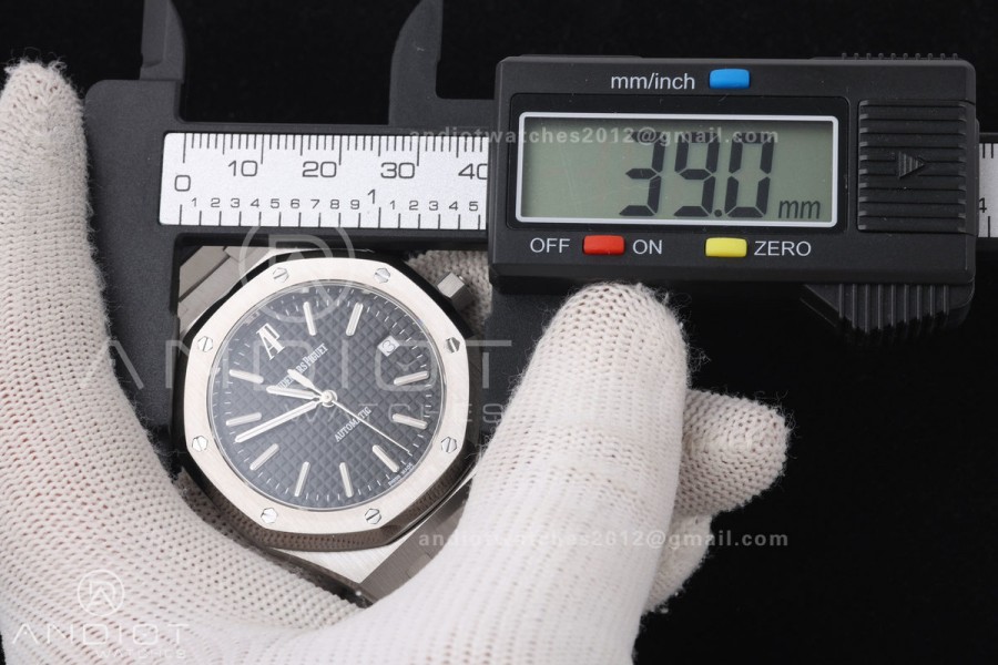 Royal Oak 39mm 15300 SS ZF 1:1 Best Edition Black Textured Dial on SS Bracelet SA3120 Super Clone