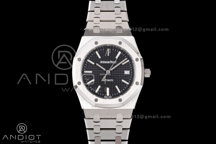 Royal Oak 39mm 15300 SS ZF 1:1 Best Edition Black Textured Dial on SS Bracelet SA3120 Super Clone
