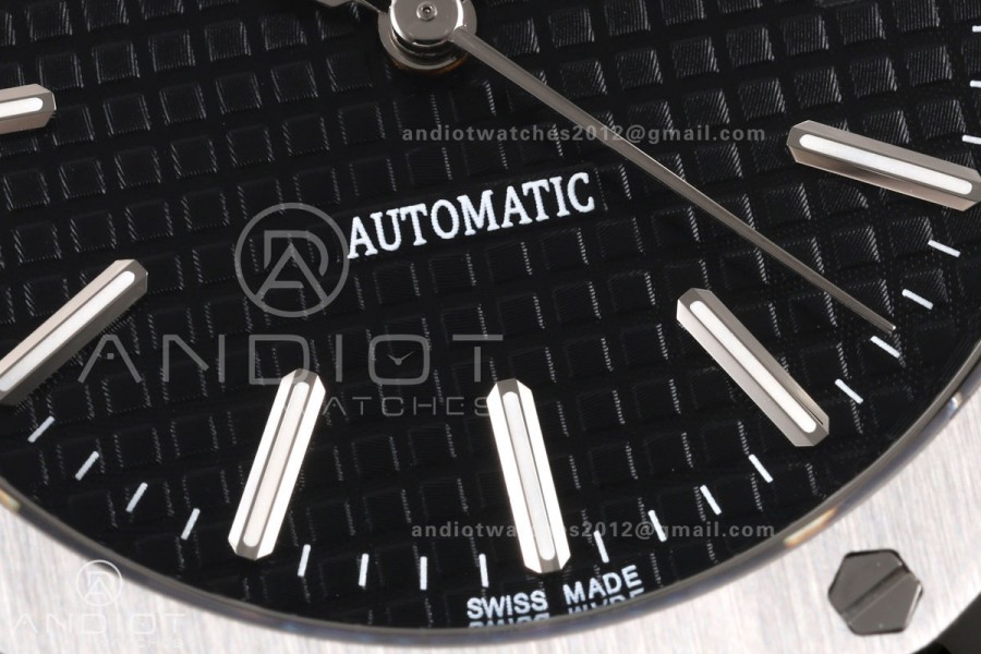 Royal Oak 39mm 15300 SS ZF 1:1 Best Edition Black Textured Dial on SS Bracelet SA3120 Super Clone