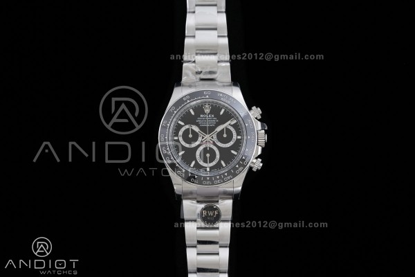Daytona 126500 RWF 1:1 Best Edition Black Dial on SS Bracelet JH4131 Free Sprung