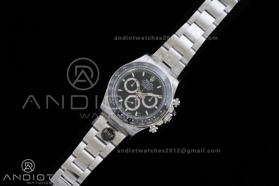 Daytona 126500 RWF 1:1 Best Edition Black Dial on SS Bracelet JH4131 Free Sprung