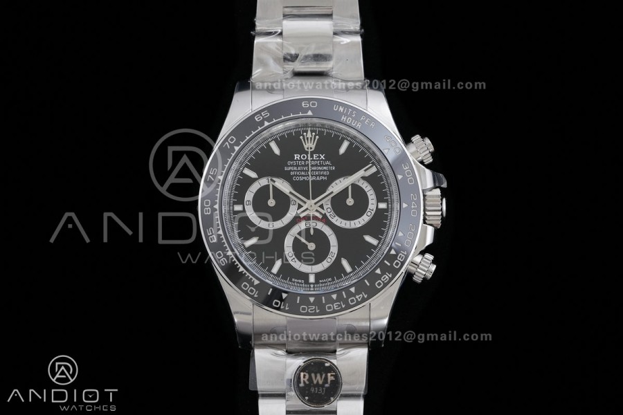 Daytona 126500 RWF 1:1 Best Edition Black Dial on SS Bracelet JH4131 Free Sprung