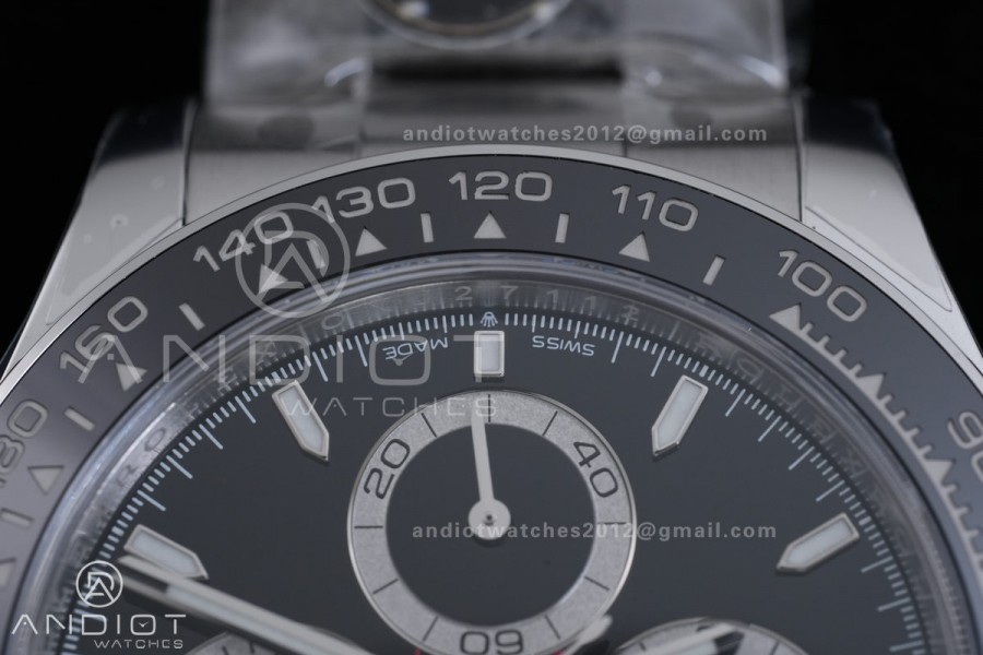 Daytona 126500 RWF 1:1 Best Edition Black Dial on SS Bracelet JH4131 Free Sprung