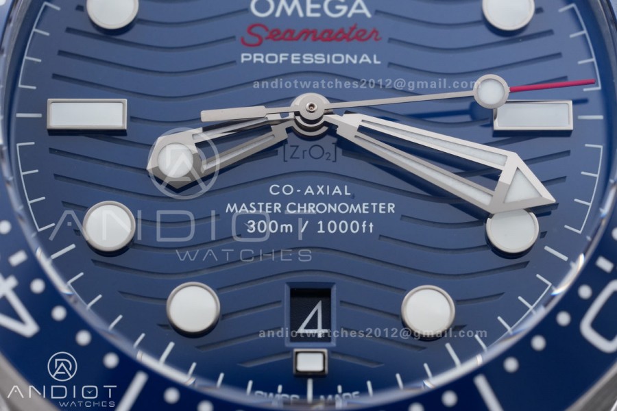 Seamaster Diver 300M Blue Ceramic Bezel Free Sprung ORF 1:1 Blue Dial On SS Bracelet Asian Super Clone 8800
