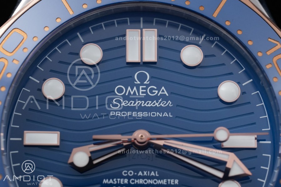 Seamaster Diver 300M Blue Ceramic Bezel Free Sprung ORF 1:1 Blue Dial On SS/RG Bracelet Asian Super Clone 8800