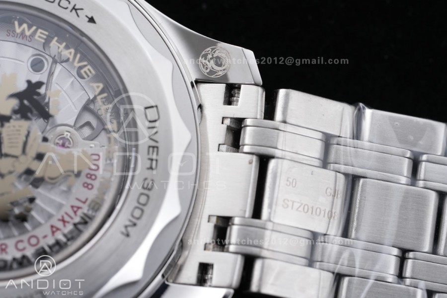 Seamaster Diver 300M 007 Free Sprung ORF 1:1 Black Dial On SS/RG Bracelet Asian Super Clone 8800