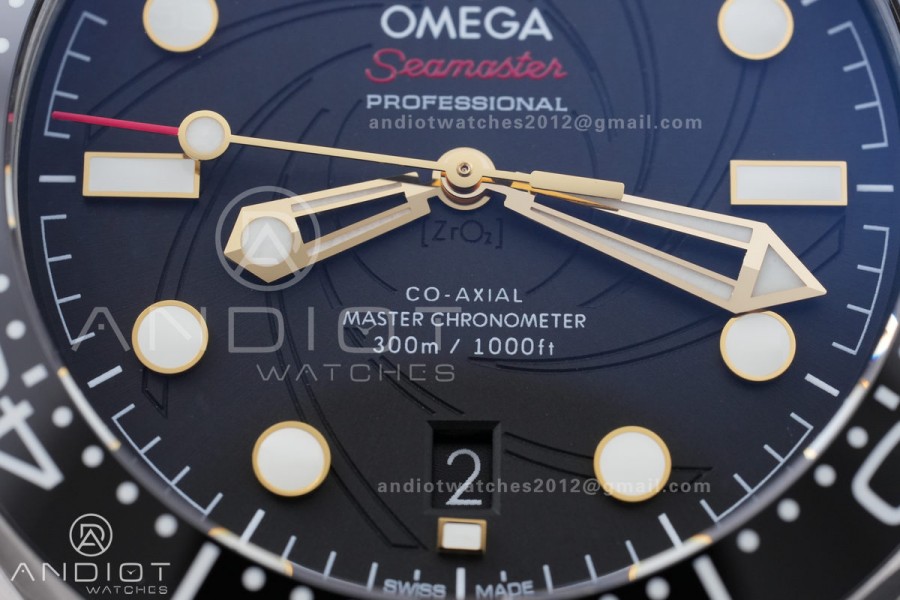 Seamaster Diver 300M 007 Free Sprung ORF 1:1 Black Dial On SS/RG Bracelet Asian Super Clone 8800