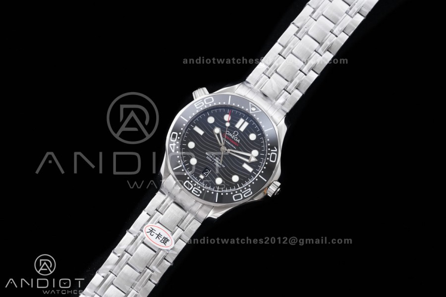 Seamaster Diver 300M Black Ceramic Bezel Free Sprung ORF 1:1 Black Dial On SS Bracelet Asian Super Clone 8800