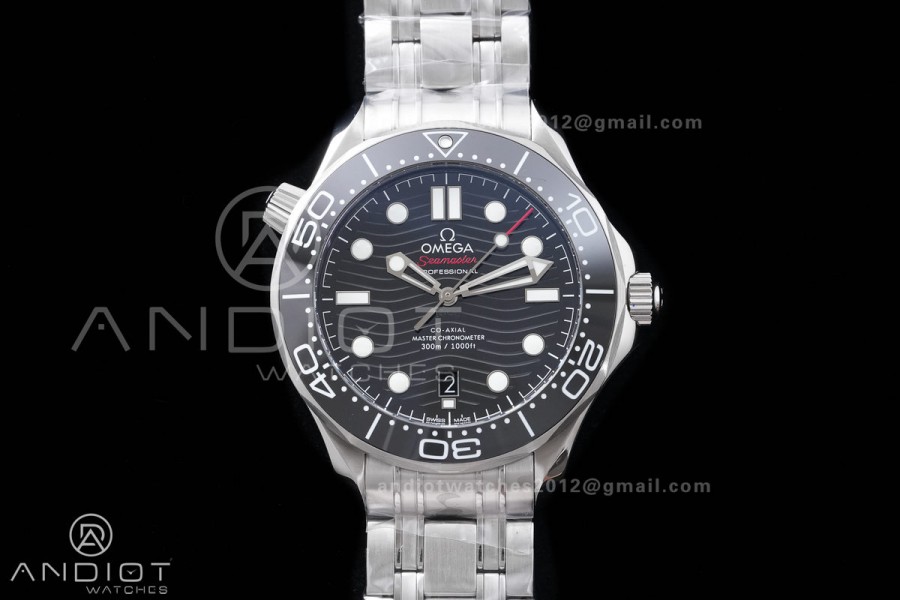Seamaster Diver 300M Black Ceramic Bezel Free Sprung ORF 1:1 Black Dial On SS Bracelet Asian Super Clone 8800