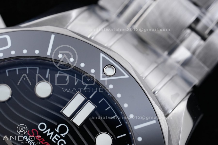 Seamaster Diver 300M Black Ceramic Bezel Free Sprung ORF 1:1 Black Dial On SS Bracelet Asian Super Clone 8800