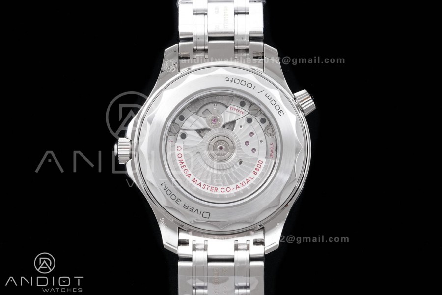 Seamaster Diver 300M Black Ceramic Bezel Free Sprung ORF 1:1 Black Dial On SS Bracelet Asian Super Clone 8800