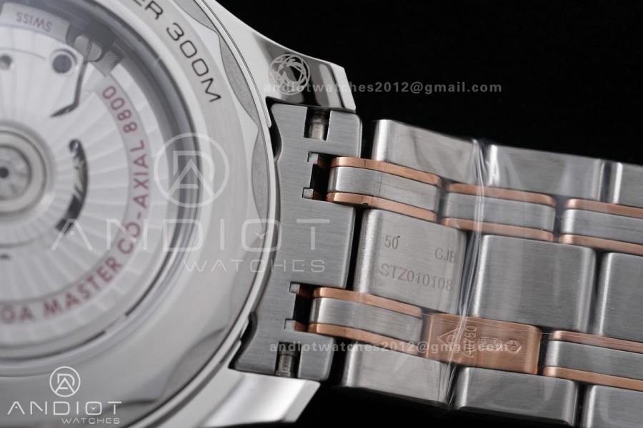 Seamaster Diver 300M Black Ceramic Bezel Free Sprung ORF 1:1 Black Dial On SS/RG Bracelet Asian Super Clone 8800
