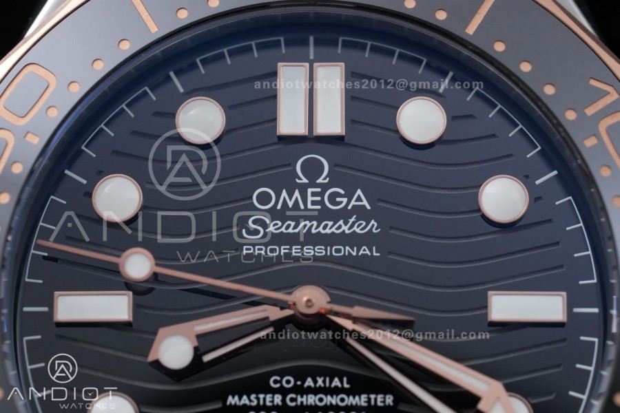 Seamaster Diver 300M Black Ceramic Bezel Free Sprung ORF 1:1 Black Dial On SS/RG Bracelet Asian Super Clone 8800