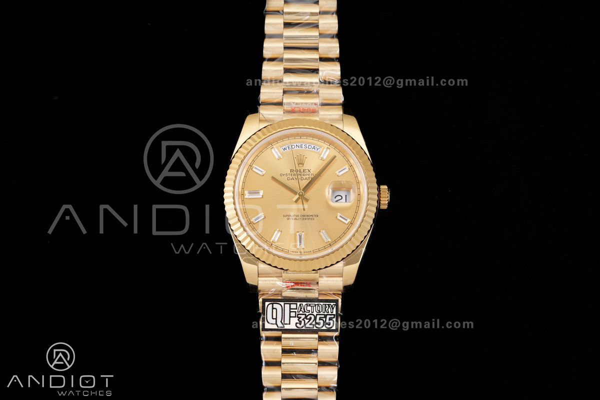 DayDate 40 YG 1:1 Best Edition YG Crystal Dial on President Bracelet VR3255 V8 (Gain Weight)