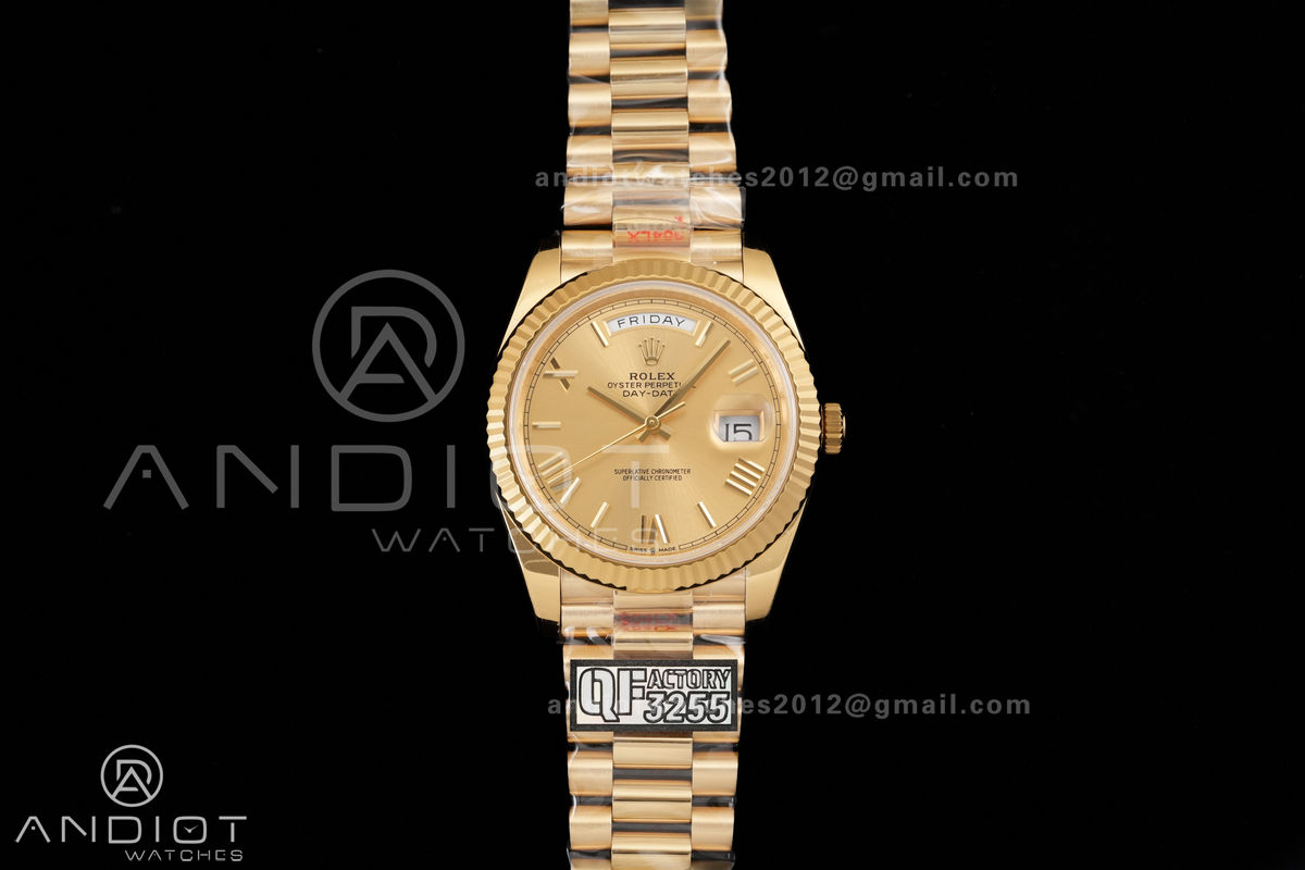 DayDate 40 YG 1:1 Best Edition YG Roman Dial on President Bracelet VR3255 V8 (Gain Weight)