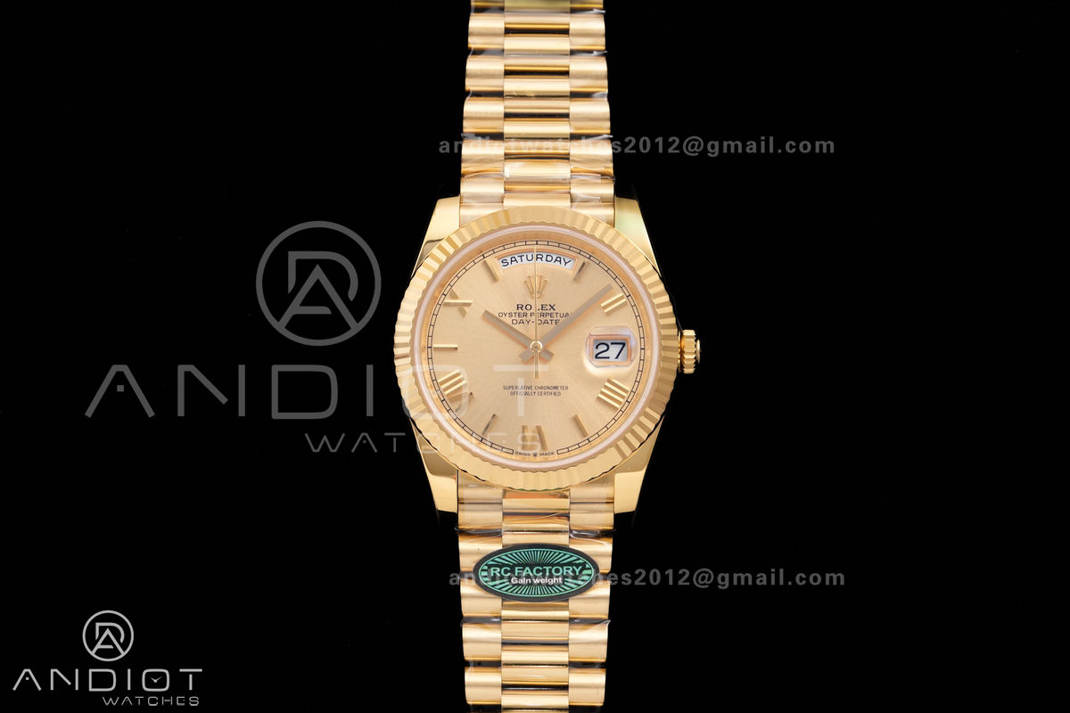 Day Date 40 YG 228238 RCF 1:1 Best Edition YG Roman Dial on President Bracelet VR3255 (211g)