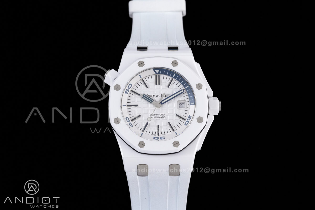 Royal Oak Offshore Diver 15707 White Ceramic APSF 1:1 Best Edition SA3120 Super Clone