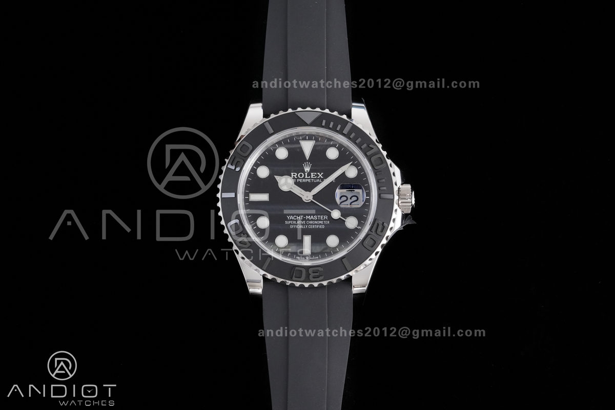 Yacht-Master 42mm 226659 Gold Factory 1:1 Best Edition Ceramic Bezel Falcon's Eye Dial on Oyster flex Strap VR3235 (Tungsten Heavy Version)