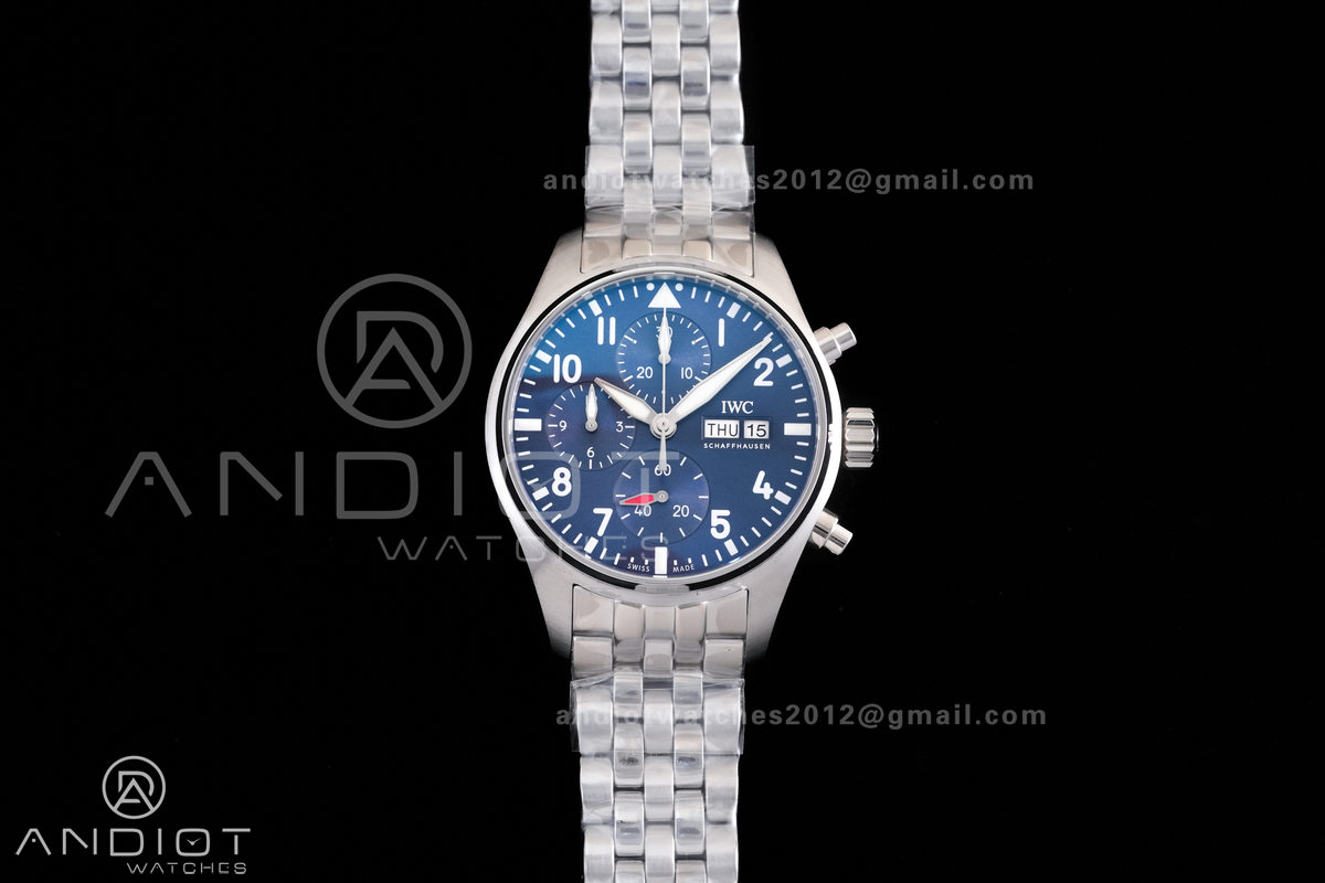 Pilot Chrono IW388102 APSF 1:1 Best Edition Blue Dial on SS Bracelet SA69385 Super Clone