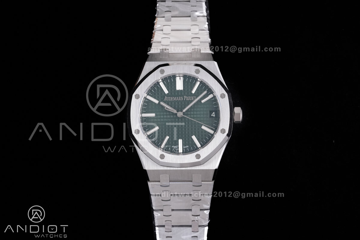Royal Oak 41mm 15510 SS DDF 1:1 Best Edition Green Dial on SS Bracelet DD4302 Super Clone