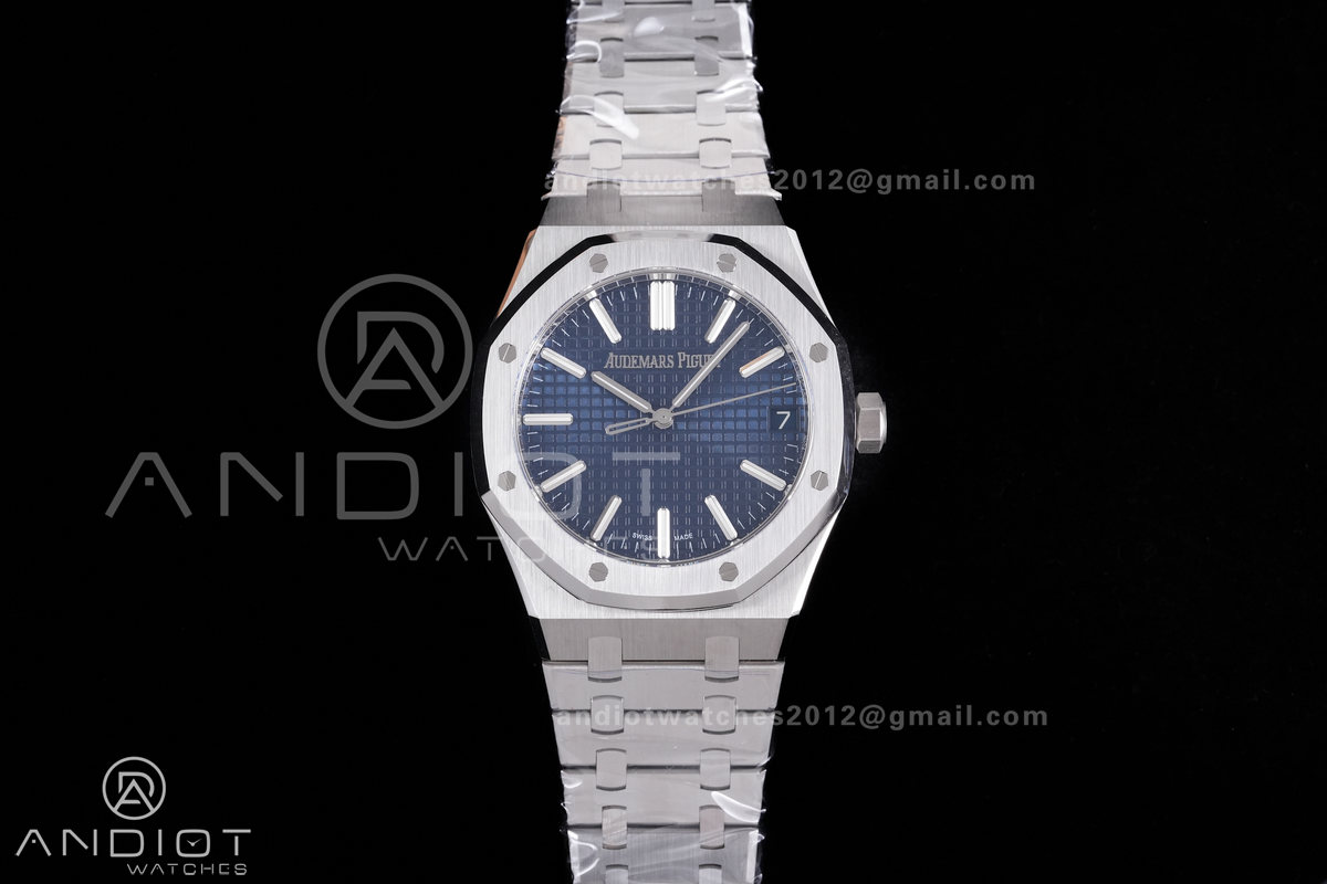 Royal Oak 41mm 15510 SS DDF 1:1 Best Edition Blue Dial on SS Bracelet DD4302 Super Clone