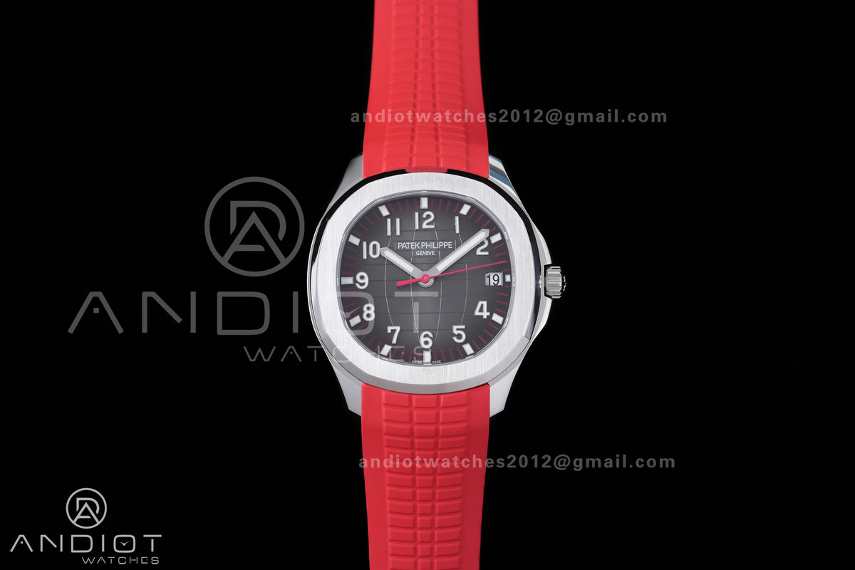 Aquanaut 5167 Singapore SS DDF 1:1 Best Edition Gray Dial on Red Rubber Strap DD330 Super Clone