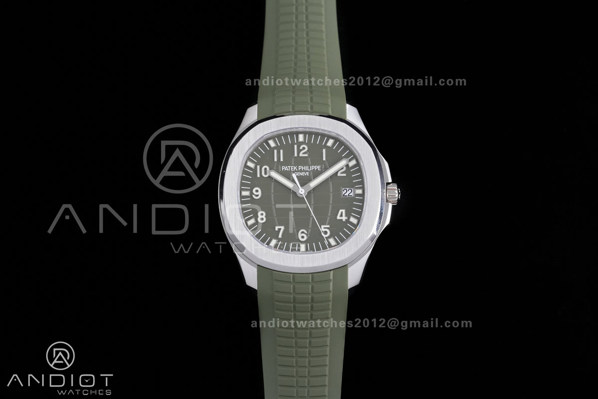 Aquanaut 5168G 42mm SS DDF 1:1 Best Edition Green Dial on Green Rubber Strap DD330 Super Clone (122g Weighted)