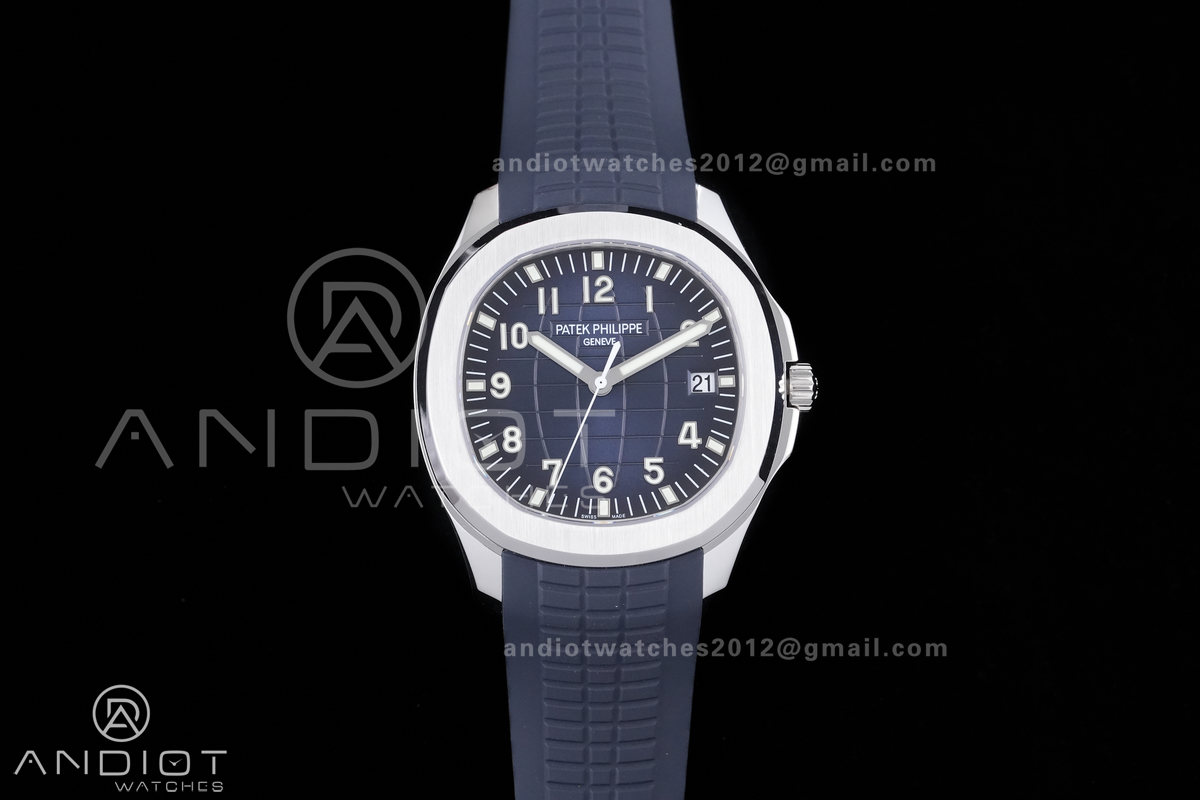 Aquanaut 5168G 42mm SS DDF 1:1 Best Edition Blue Dial on Blue Rubber Strap DD330 Super Clone (122g Weighted)