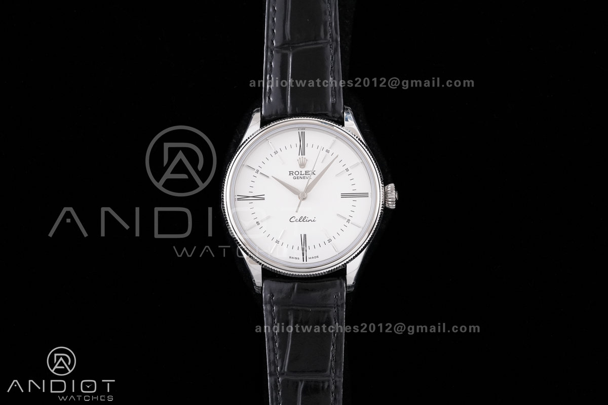 Cellini 50509 SS KZF 1:1 Best Edition White Dial Roma Markers on Black Leather Strap SA3132