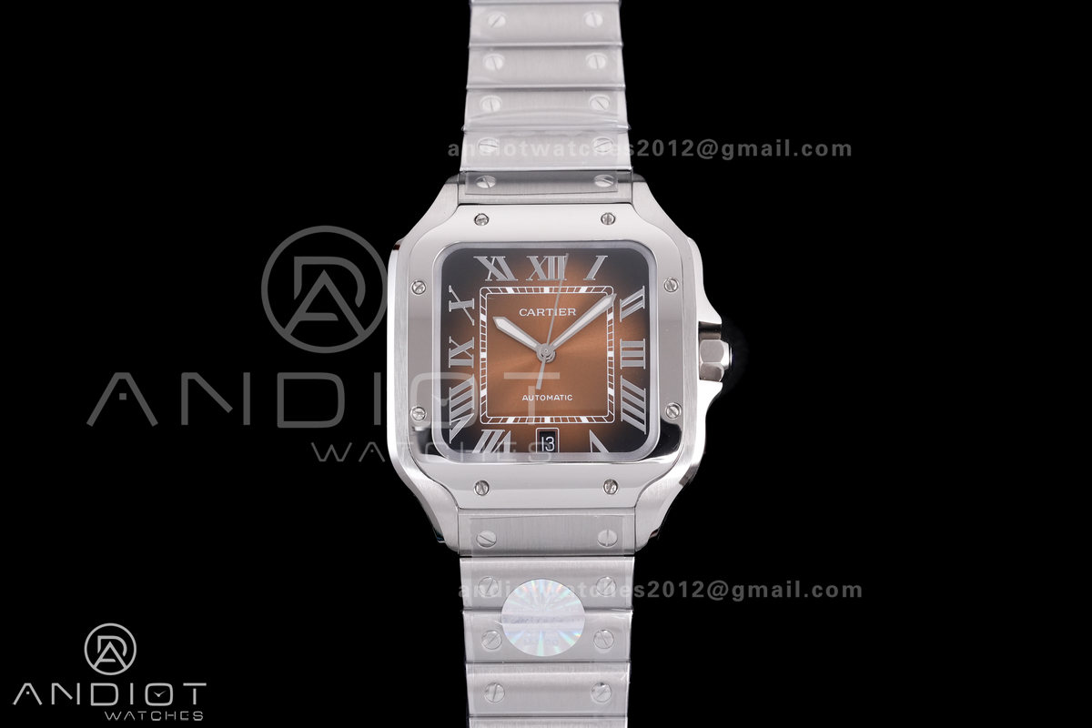Santos de Cartier 40mm BVF 1:1 Best Edition Brown Dial on SS SmartLinks Bracelet MIYOTA 9015