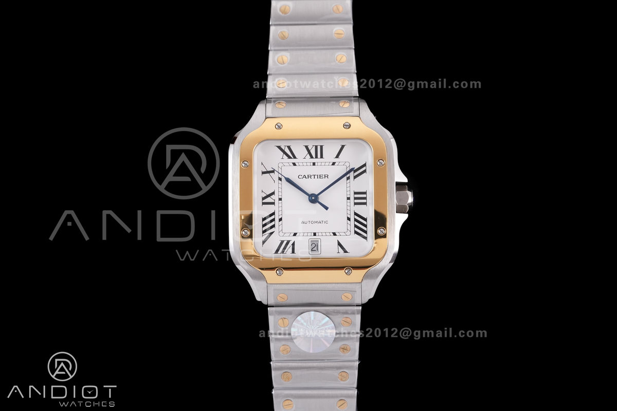 Santos de Cartier 40mm SS/YG 2018 BVF 1:1 Best Edition White Dial on SS/YG SmartLinks Bracelet MIYOTA 9015