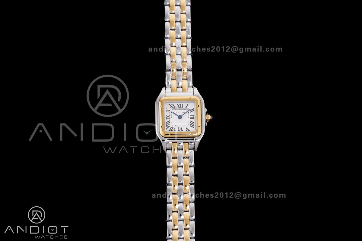 Panthère 22mm BVF 1:1 Best Edition SS/YG White Dial on SS/YG Bracelet Ronda Quartz