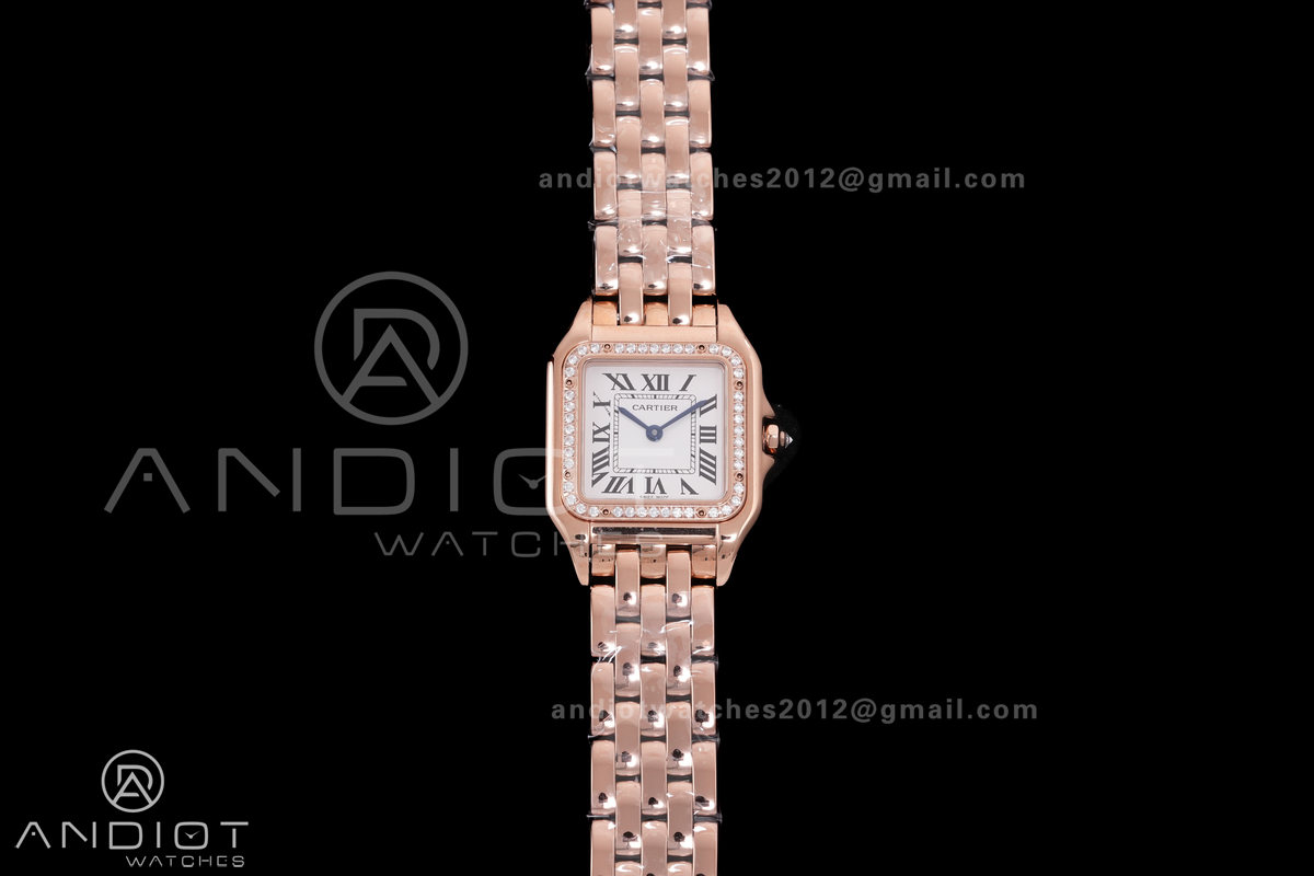 Panthère 27mm BVF 1:1 Best Edition RG White Dial Diamonds Bezel on RG Bracelet Ronda Quartz