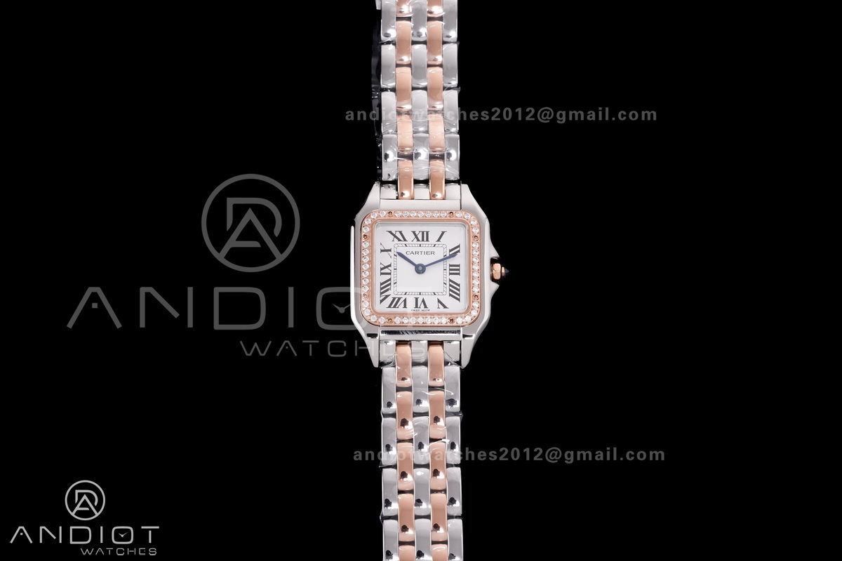 Panthère 27mm BVF 1:1 Best Edition SS/RG White Dial Diamonds Bezel on SS/RG Bracelet Ronda Quartz