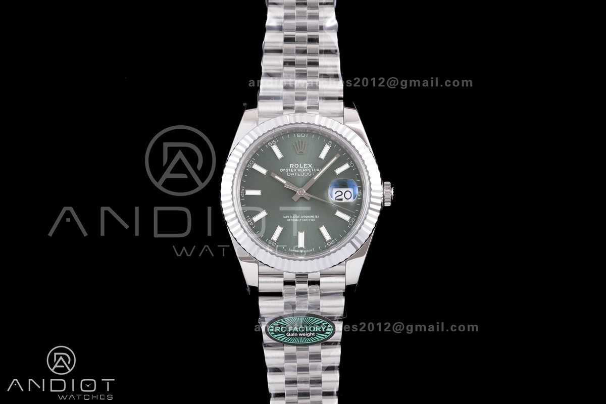 DateJust 41 126334 RCF 1:1 Best Edition 904L Steel Green Stick Dial on Jubilee Bracelet RC3235