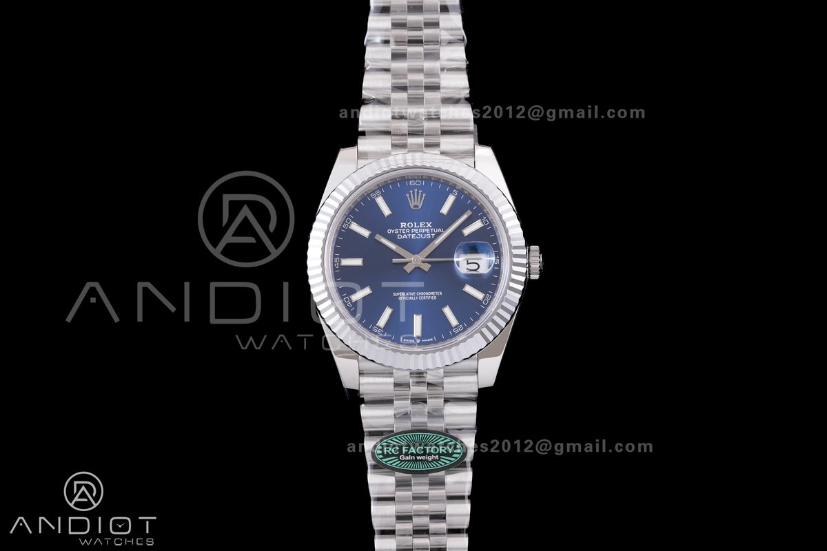 DateJust 41 126334 RCF 1:1 Best Edition 904L Steel Blue Stick Dial on Jubilee Bracelet RC3235