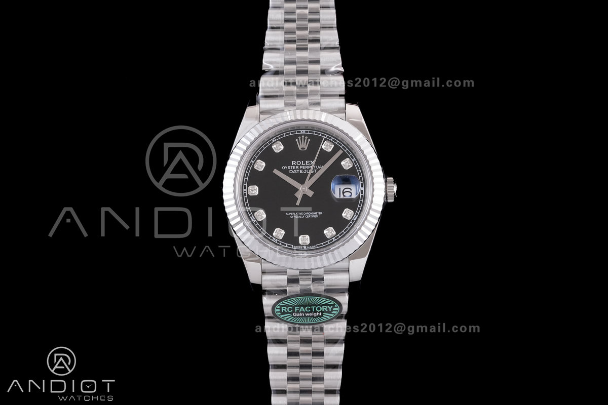 DateJust 41 126334 RCF 1:1 Best Edition 904L Steel Black Diamonds Dial on Jubilee Bracelet RC3235